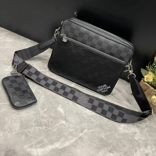 Louis Vuitton LV Trio Messenger Damier Graphite Canvas Crossbody Bag Black