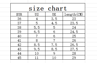 Size Chart Size Chart