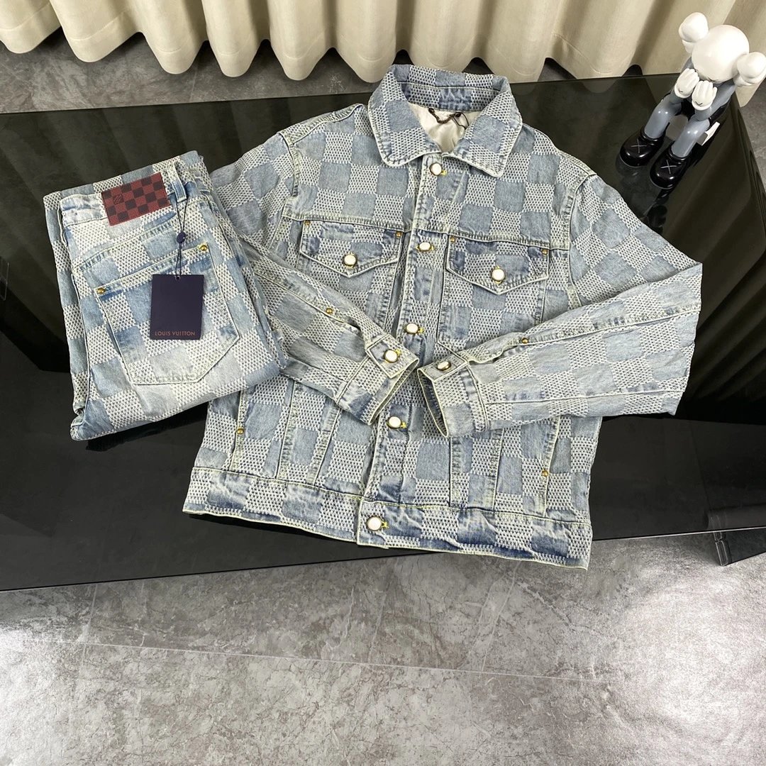 Checked denim top Checked denim top