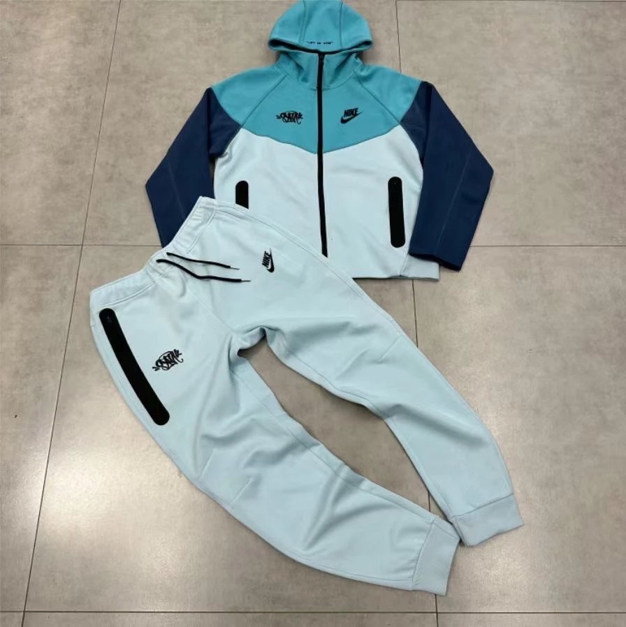 蓝色拼接联名套装