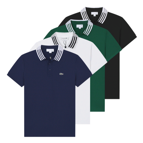 Lacoste Striped Collar Petit Pique Classic Polo Shirt Multicolor