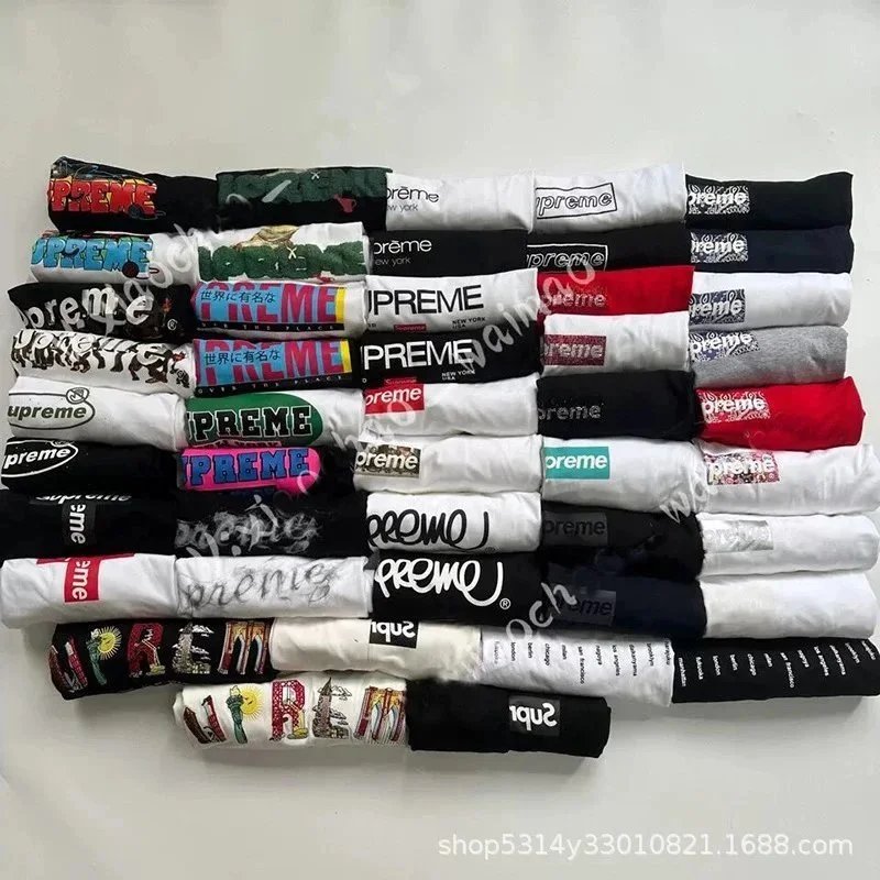 Supreme Graphic Print T-Shirts Casual Cotton Tees Multicolor