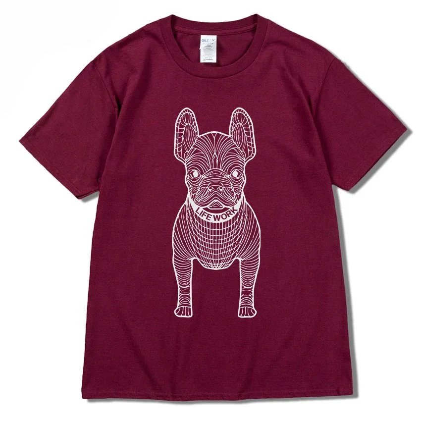 Wine red with white lettering
