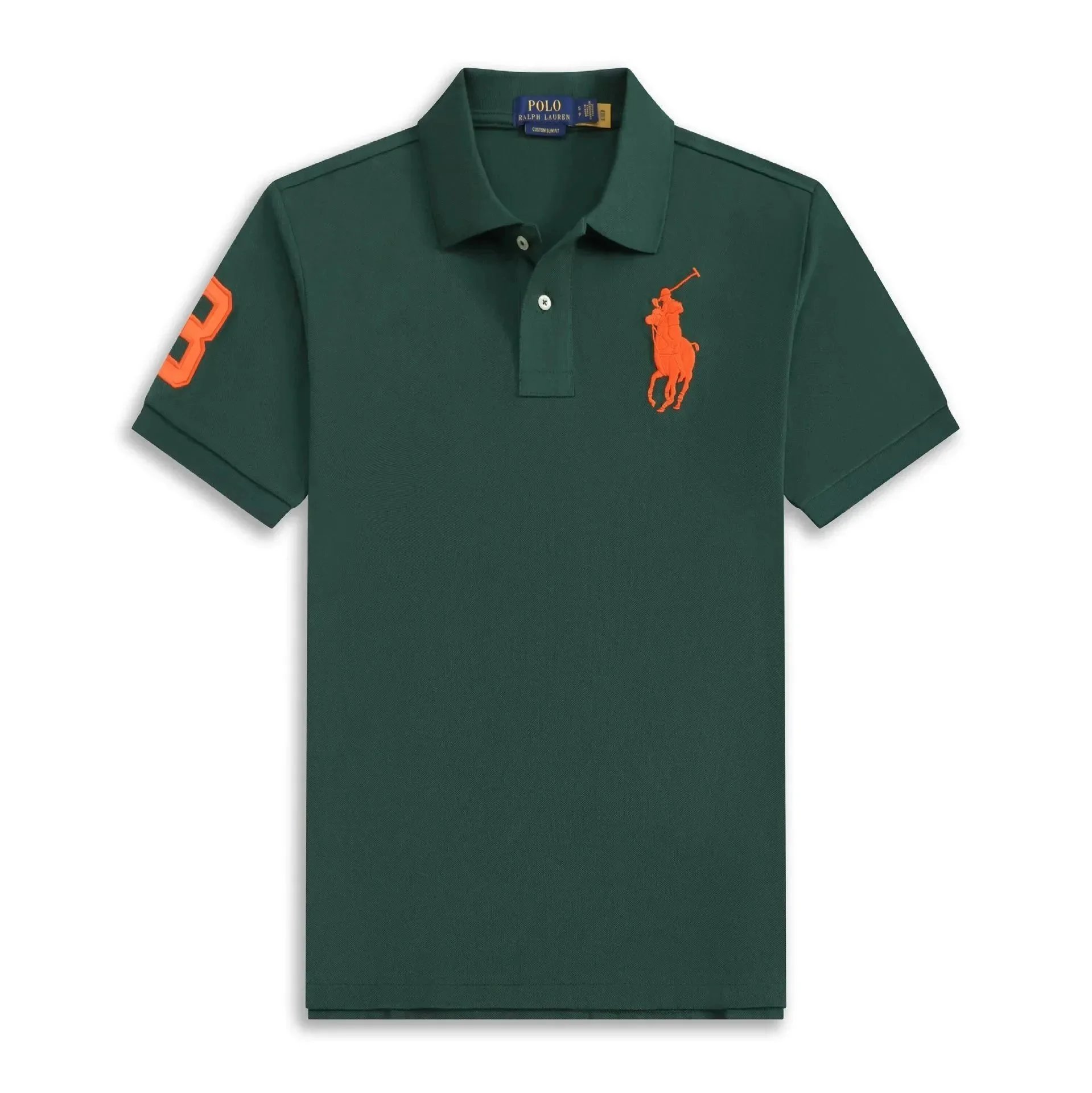 Dark green orange label