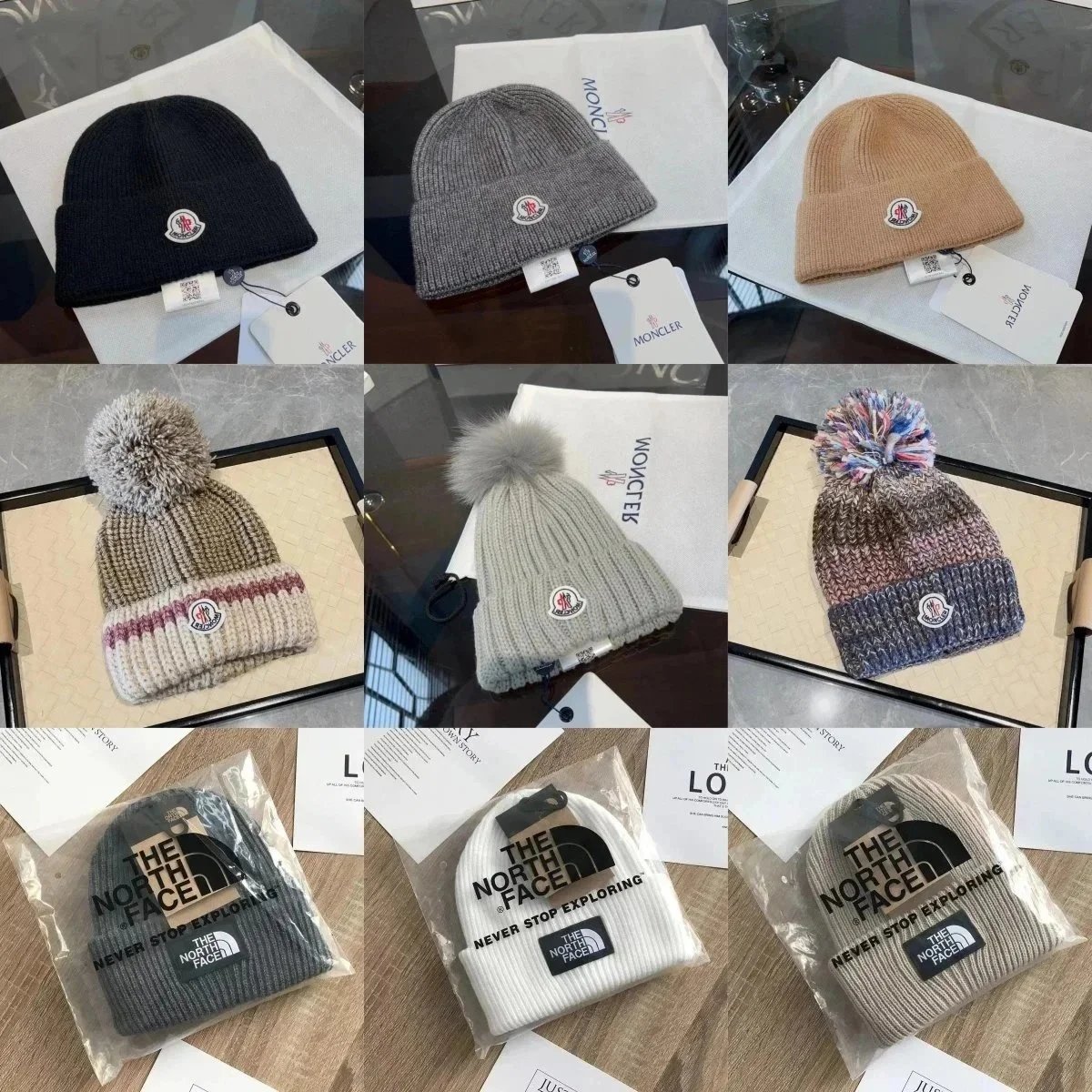 Moncler Classic Logo Beanie Knit Hat Black
