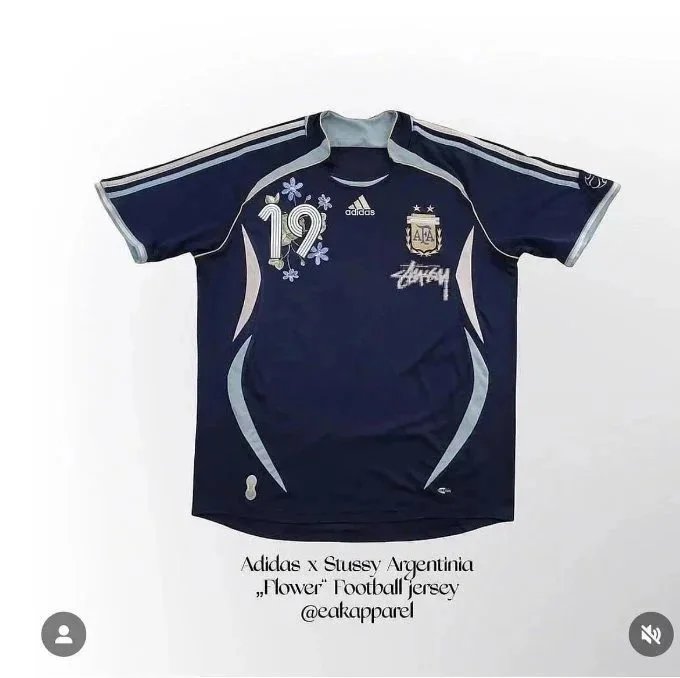 Adidas x Stussy Argentina Flower Football Jersey Navy