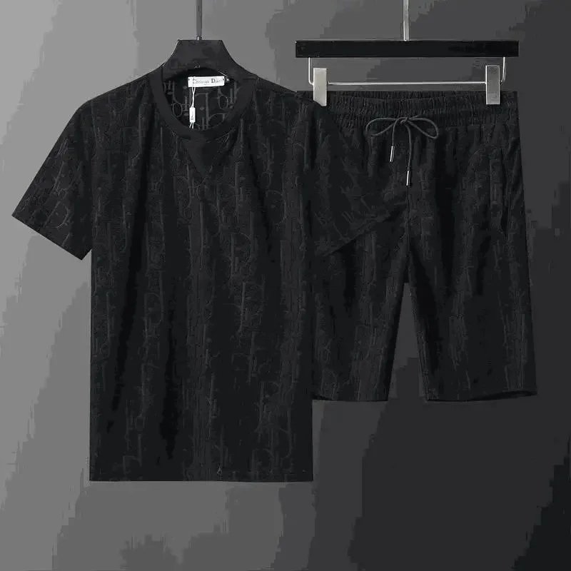 Dior Oblique Jacquard Casual T-Shirt and Shorts Set Black