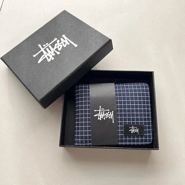Xitu short wallet, plaid, blue, with box