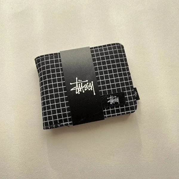 West Street short wallet, plaid, black, no box
