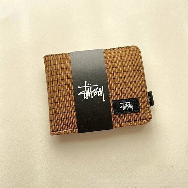 Xitu short wallet, plaid pattern, brown, no box