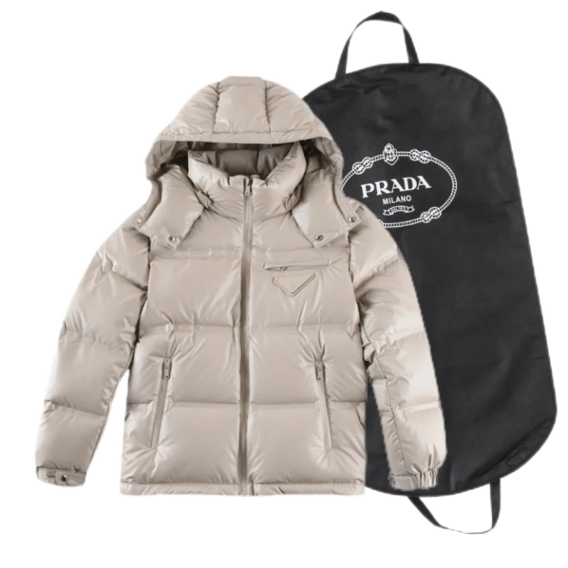 连帽短款羽绒服三角标米白 连帽短款羽绒服三角标米白